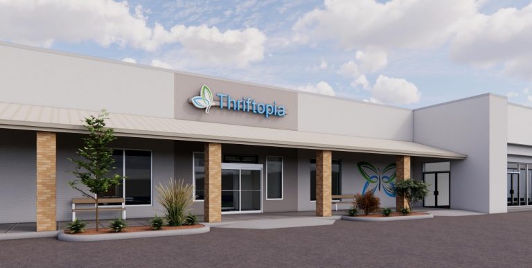 Renderings from Bartlett and West showing the design changes for the front of store and the donation center. Submitted photos.